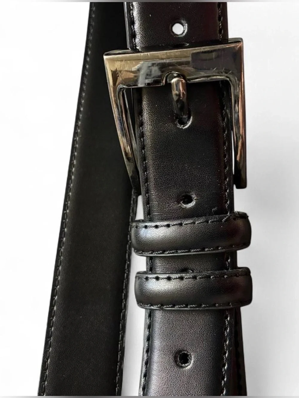 Mio Marino Collection Black leather belt silver buckle 36”